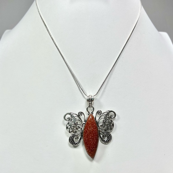 Goldstone 925 Butterfly Necklace - Picture 3 of 5